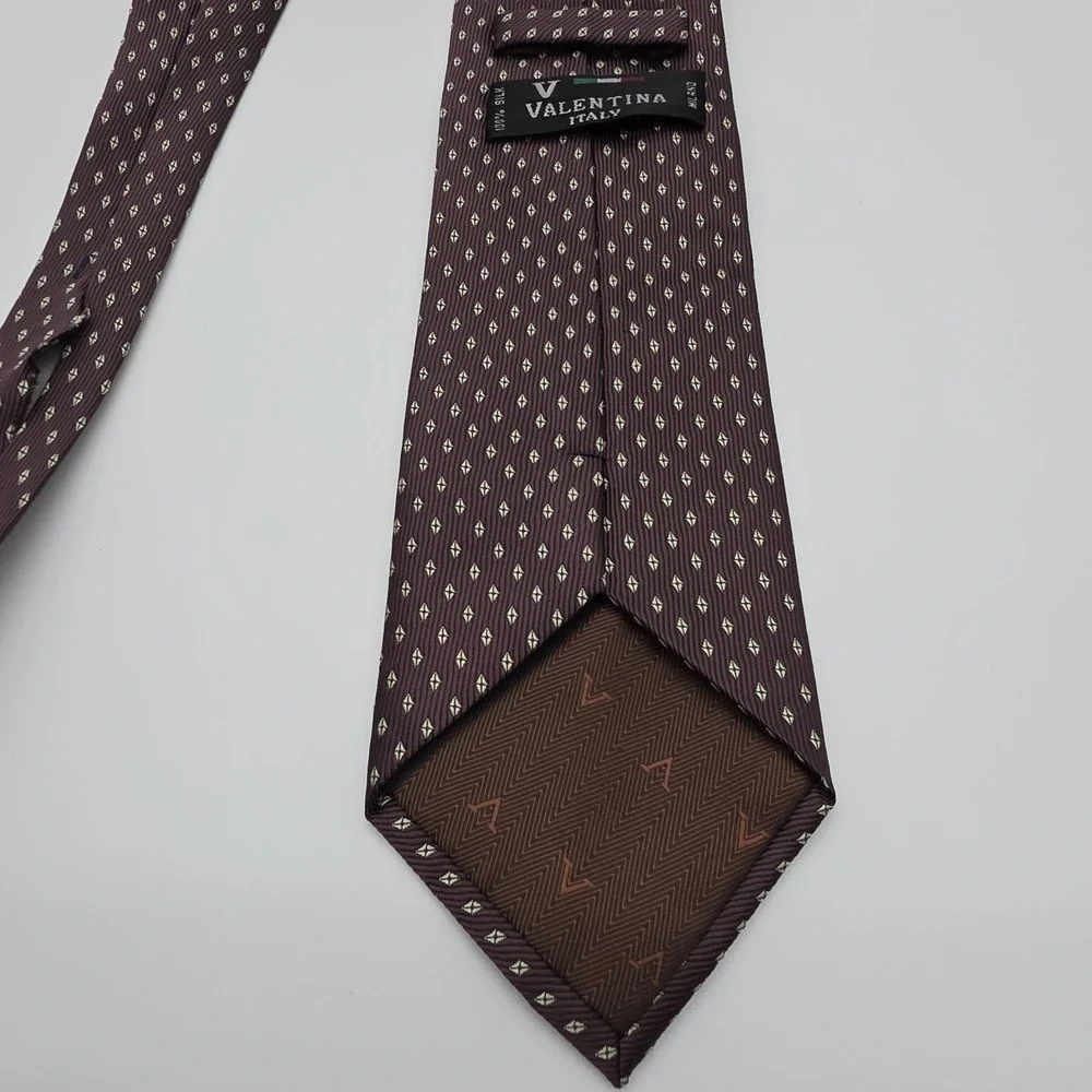 Vintage Valentina Tie 100% Silk Italy Burgundy Polka Dot Classic Necktie Retro